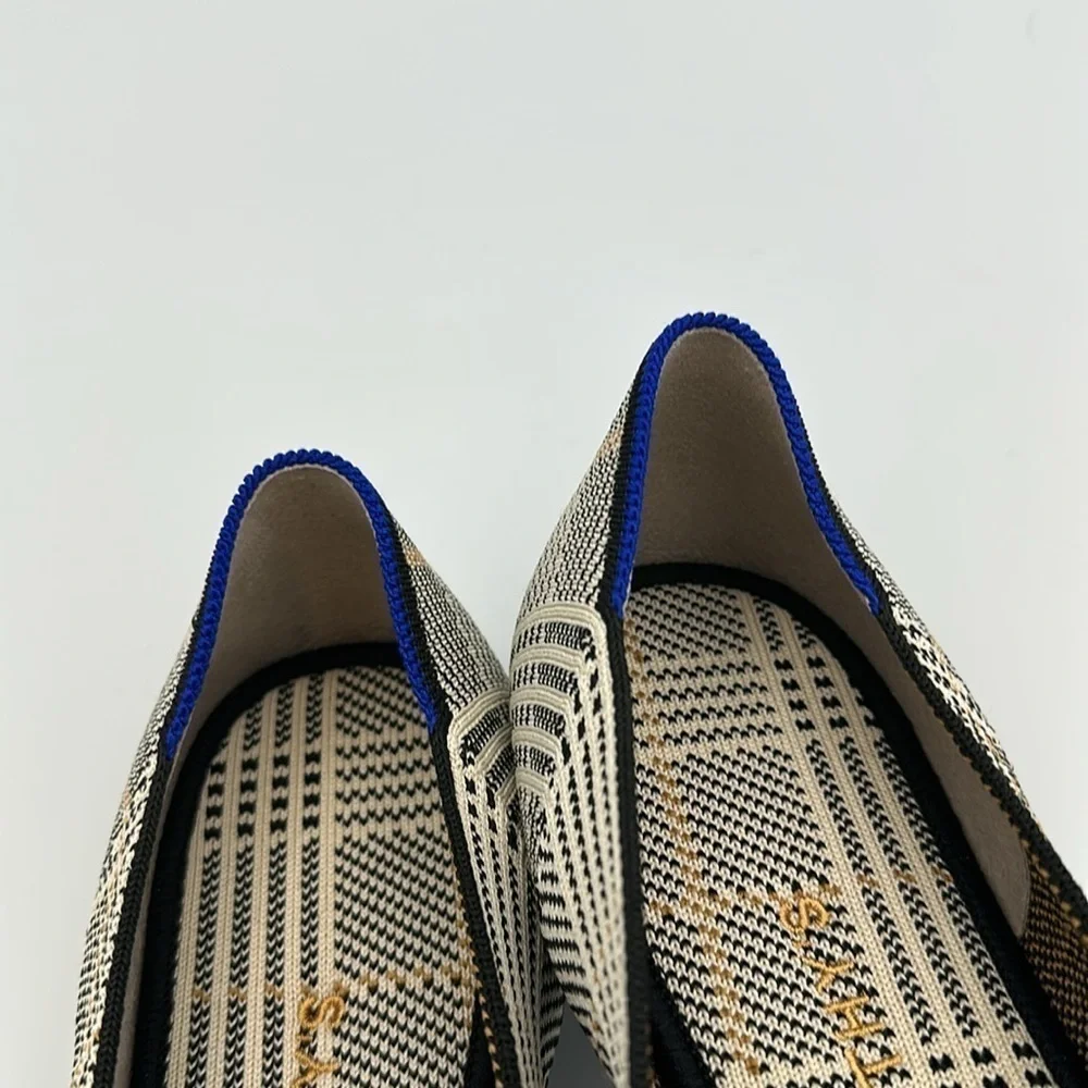 Rothy's The Loafer Ivory Glen Plaid Slip On Washable Flats Preppy Print Sz13